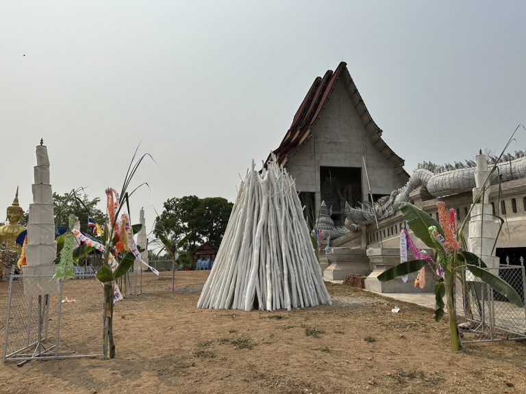 ประมวลภาพพิธีถวายไม้ค้ำสะหลี หลวงพ่อครูบาธรรมชัย ณสำนักสงฆ์ธรรมชัยตำบลไชยสถาน อำเภอเมืองจังหวัดน่าน 16 เมษายน 2566